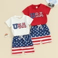 thumbnail image 7 of Okbabeha Baby Boys 4th of July Outfit USA Embroidery Tee Shirts Stars and Stripes Shorts Outfits Summer Clothes, 7 of 7