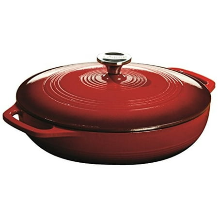 - Lodge Color EC3CC43 Enameled Cast Iron Covered Casserole, Island Spice Red, 3-Quart