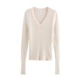 thumbnail image 3 of HH TRAF Otoño Mujer Sólido Cuello En V Manga Larga Suéter Pulóver Mujer Elegante High Street Casual 3 Colores Suéter Ajustado Mujer, 3 of 5