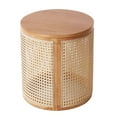 thumbnail image 5 of TIMOREN 15.7" Round End Table, Hollow Woven Side Table with Rattan Style Design, Rubber Wood Nightstand, Small Accent Tea Table with Round Top for Living Room, Bedroom, Entryway, Natural, 5 of 9