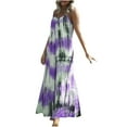 thumbnail image 2 of Summer Saving Wycnly Dresses for Women 2024 Plus Size Swing Spaghetti Strap Beach Camisole Sun Dresses Sleeveless V-Neck Tie-Dye Summer Maxi Sun Dress Purple S Up to 65% off, 2 of 7