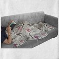 thumbnail image 6 of Newspaper Soft Flannel Fleece Blanket, Retro Style Newspaper Pages with Colorful Ornamental Elements Illustration, Cozy Plush for Indoor and Outdoor Use, 50" x 70", Black White Pink, by Ambesonne, 6 of 6