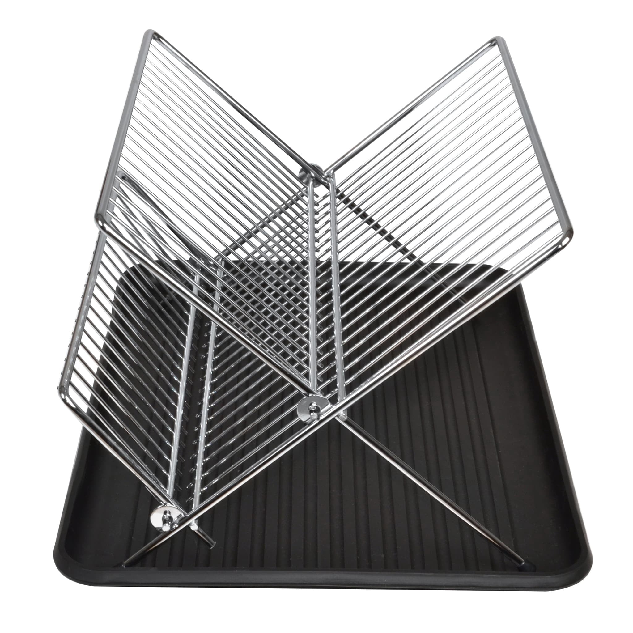 Smart Design Dish Drainer Rack with Sink or Counter Drying Board - Chrome