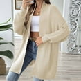 thumbnail image 4 of ATOYSOY Women's Lightweight Midi Coat Open Front Cardigan Fall Winter Casual Sweatshirts Long Sleeve Tops Outwear Loose Jackets Sweaters for Women Beige Free Size, 4 of 6