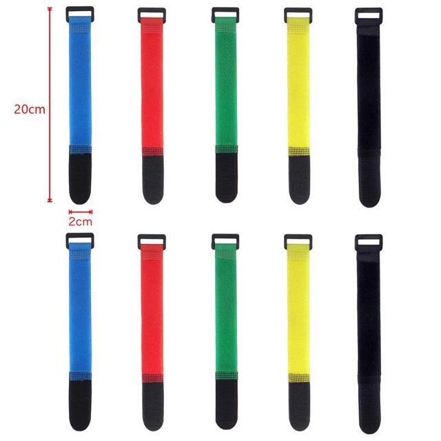Ruban Magique 10 Pcs Crochet Réutilisable Sangles en Nylon Ruban de Fixation Réversible Auto-Adhésif Attaches de Câble Lot Attaches Fixes 1500780-Longueur 20cm Largeur 2cm