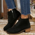 thumbnail image 2 of Chenyee Fashion Ankle Boots for Women Low Heels Chunky Suede Lace Up Zipper Short Dress Booties, 2 of 8