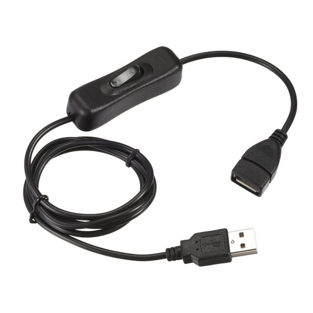 Unique Bargains Câble USB avec Interrupteur ON/Off USB Mâle vers Femelle Rallonge 1M Noir 2 Pcs