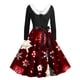thumbnail image 1 of Vestidos de Navidad Para Mujer, Vestido de Columpio, Manga Larga, Estampado Navideño, Patchwork, Peludo, Cuello en V, Vestido Retro Con Espalda Descubierta Odeerbi ODB200974, 1 of 3