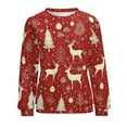 thumbnail image 4 of Womens Christmas Sweatshirts Fashion Xmas Printed Crewneck Long Sleeve Blouses Fall Casual Loose Fit Pullover Tops Red 6 XXL, 4 of 5