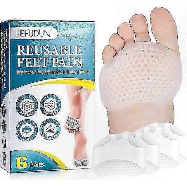 Gel Cushions for Foot Pain Relief, 6 Pairs of Soft Metatarsal Pads for Men & Women, Comfortable Arch Support and Ball of Foot Protection