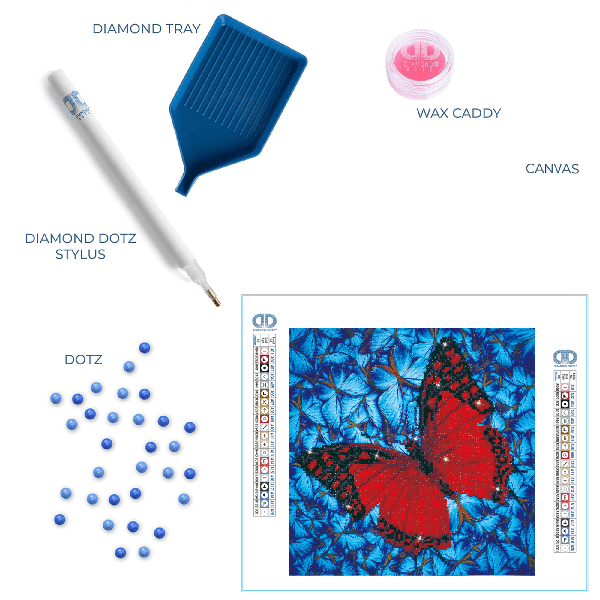 Diamond Dotz Flutter by Red with Frame Butterfly Diamond Painting Kits for Adults - Diamond Art Kits a Relaxing Creative Craft Kit with Dotz Gems 12"x12"
