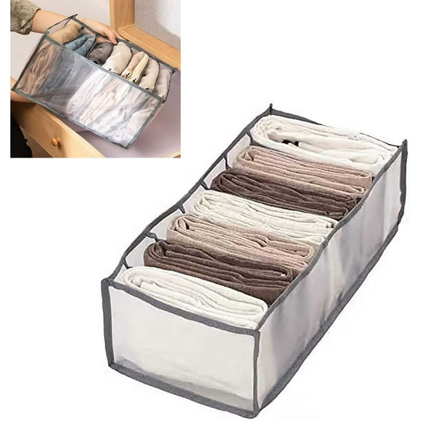 7 Grids Washable Wardrobe Clothes Organizer Jeans Compartment Storage Box Foldable Closet