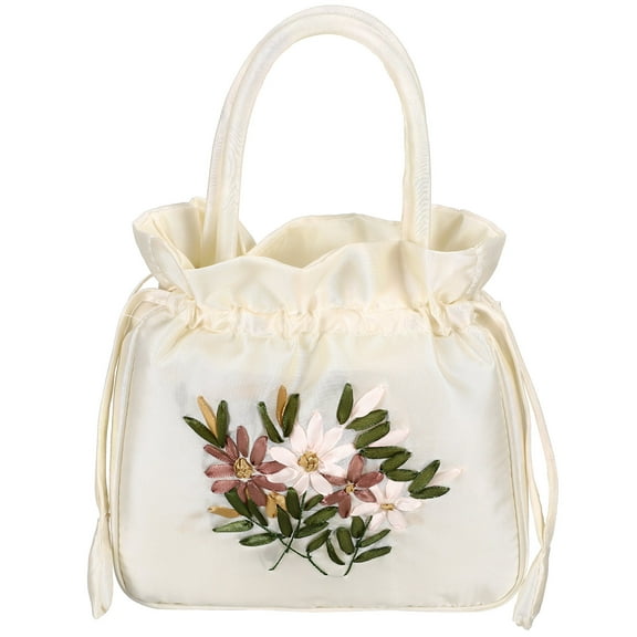 MLINS Floral Clutch Bag Drawstring Lady Clutch Purse Small Evening Drawstring Handbag With Handle For Tea Parties And Special Events