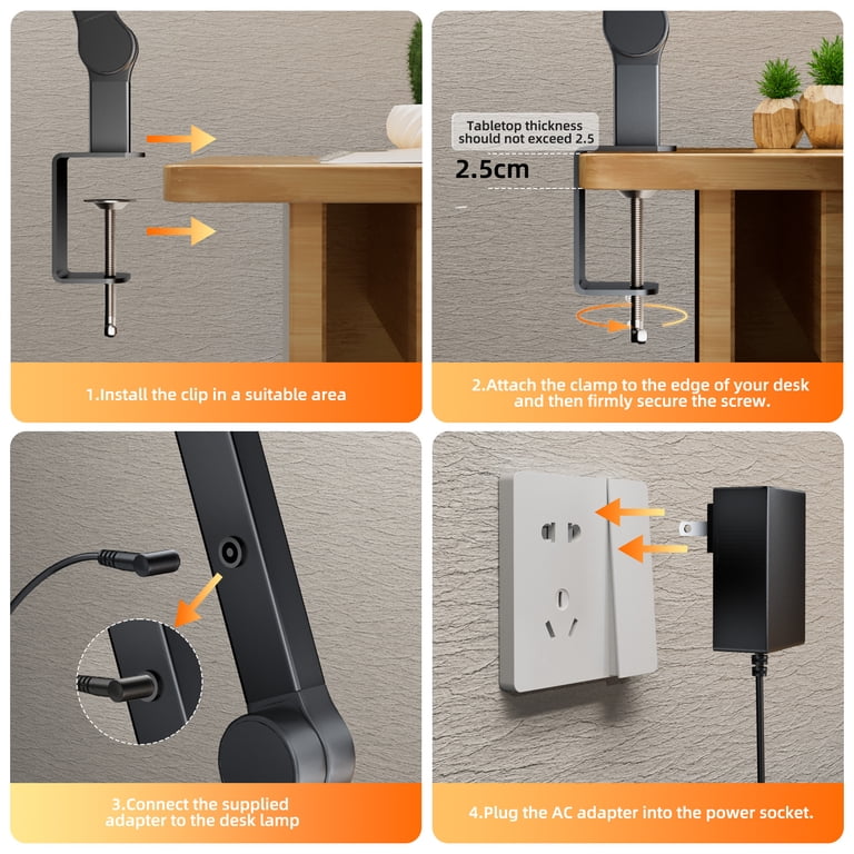 Awanfi 24W 1500LM Led Desk Lamp With Clamp, Adjustable photo 6