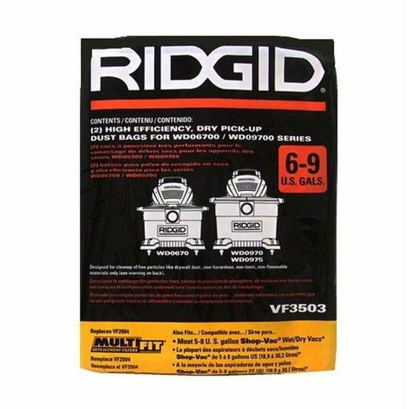 RIDGID High-Efficiency Size B Dust Bags for 5 Gal. to 10 Gal. RIDGID Wet/Dry Vacs (2-Pa