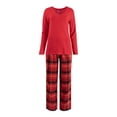 thumbnail image 6 of Fruit of the Loom Women's Beyond Soft Long Sleeve Waffle Top and Flannel Bottom Pajama Set, Sizes S-4X, 6 of 6
