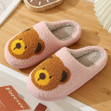 

Yoslce Fuzzy Slippers for Women Mens Fall Winter Plush Warm Slippers Cute Cartoon Home Cotton Slipper