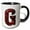 Black/White, variant on 3drose, Pretty Deep Red Clear Hearts Monogram Initial G, 11oz Magic Transforming Mug