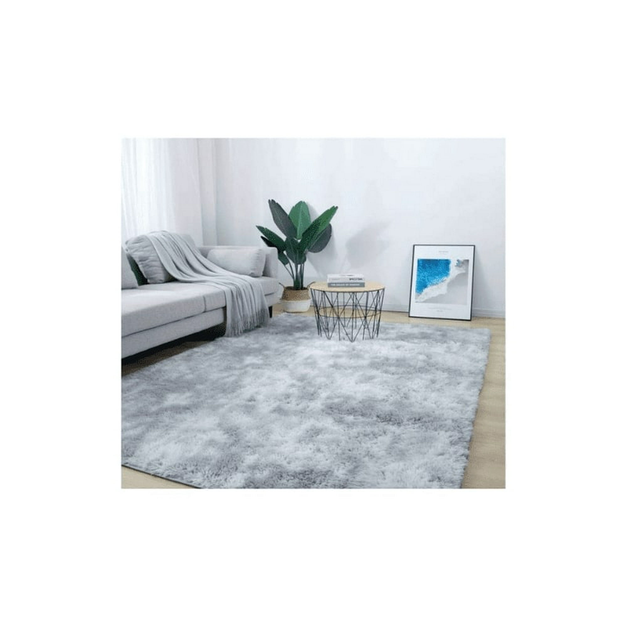 Alfombra Peluda Jaspeada 1.8 X 2 Gris Claro Jaspeado