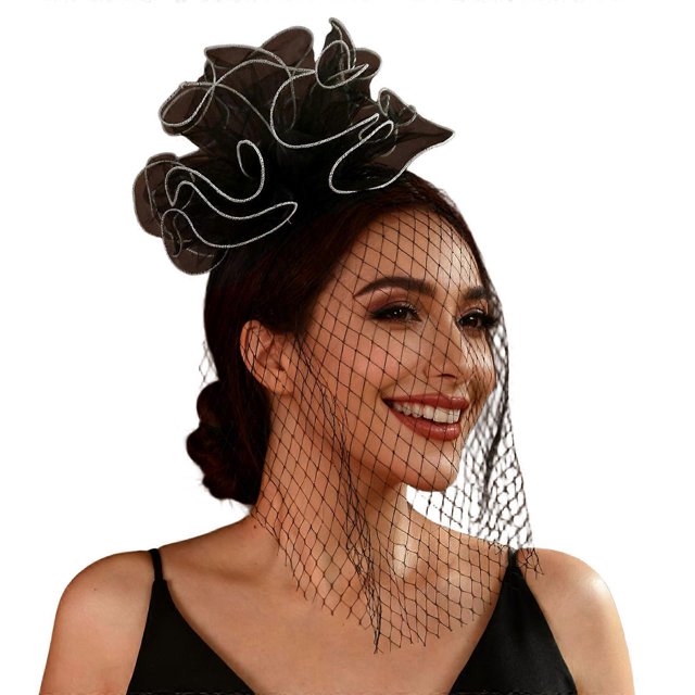Flower Veil Headwear Fascinator Hat Styling Accessory For Women Elegant Lace Headpiece for Wedding Party Dance Event