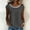 Dark Gray, variant on Summer Casual Womens Caps Sleeve Tops Loose Fit Women's Solid Linen Round Neck Raglan Sleeve Short Sleeved Pleated Collar Lace Patchwork Casual Top Wine L