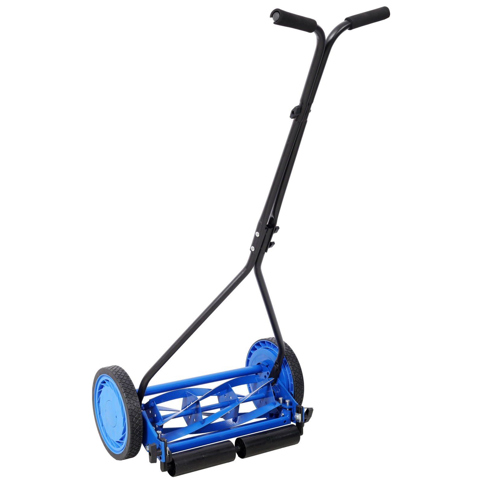 Deiokin 16in Push Reel Lawn Mower, 5-Blade Manual Grass Cutter with Adjustable Height, 10" Polymer Wheels for Small Yards