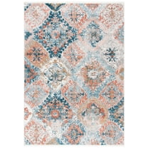 SAFAVIEH Shivan Beth Geometric Distressed Area Rug, Blue/Rose, 5'3" x 7'6"