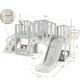 thumbnail image 6 of KORIMEFA 9-in-1 Kids Slide Set for Toddlers Age 1+, Indoor Outdoor Playground for Toddlers, Backyard Climber Slide with Basketball Hoop and Ball, Gray, 6 of 14