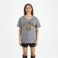 thumbnail image 4 of Women's Gameday Couture Gray Wyoming Cowboys Iconic Edge Rhinestone V-Neck T-Shirt, 4 of 7
