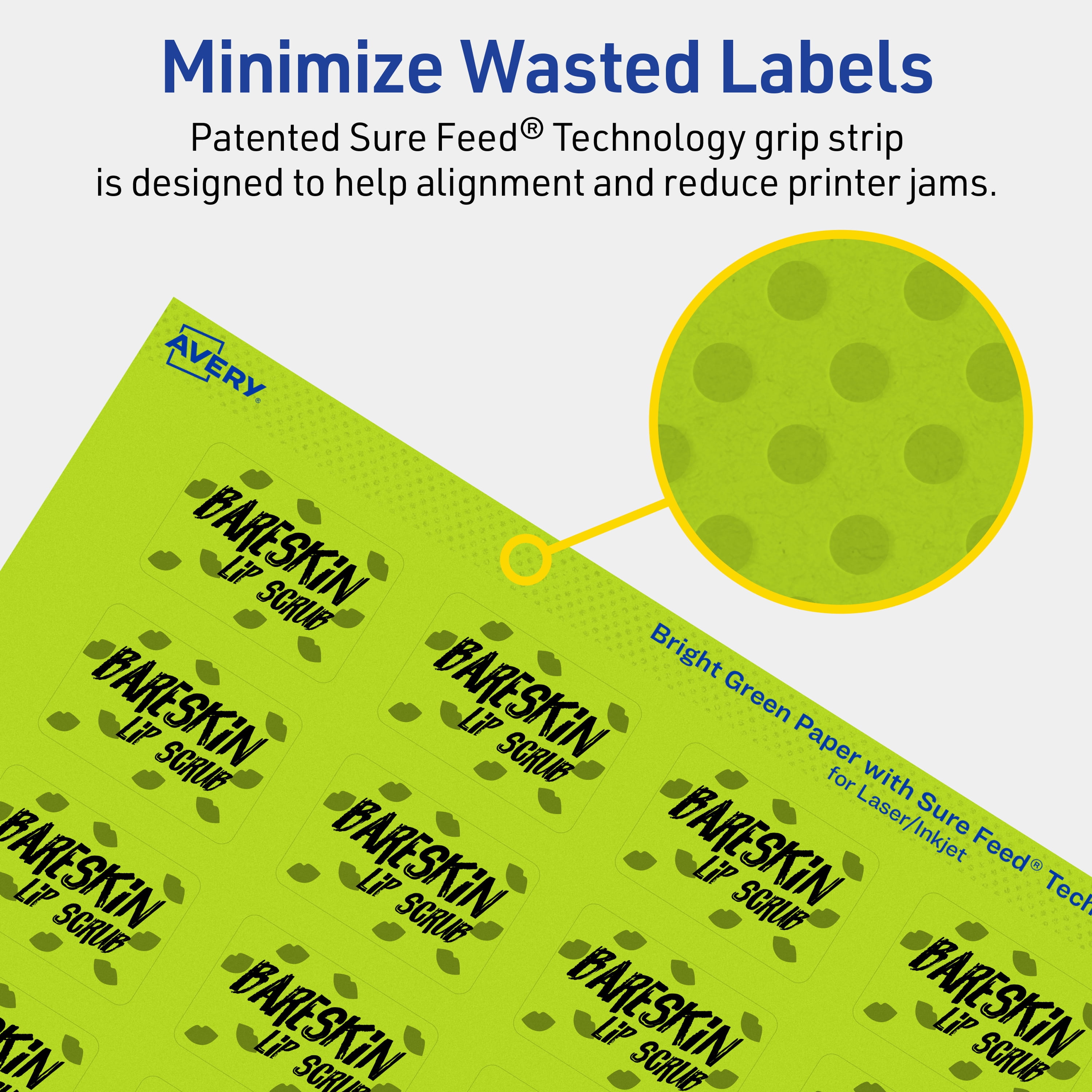 Avery Printable Rectangle Labels, Bright Green, 1" x 1.5", 640ct