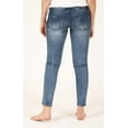 thumbnail image 3 of Grace in LA Women's Blue Floral Embroidered Junior Skinny Fit Stretch Jeans (29), 3 of 4