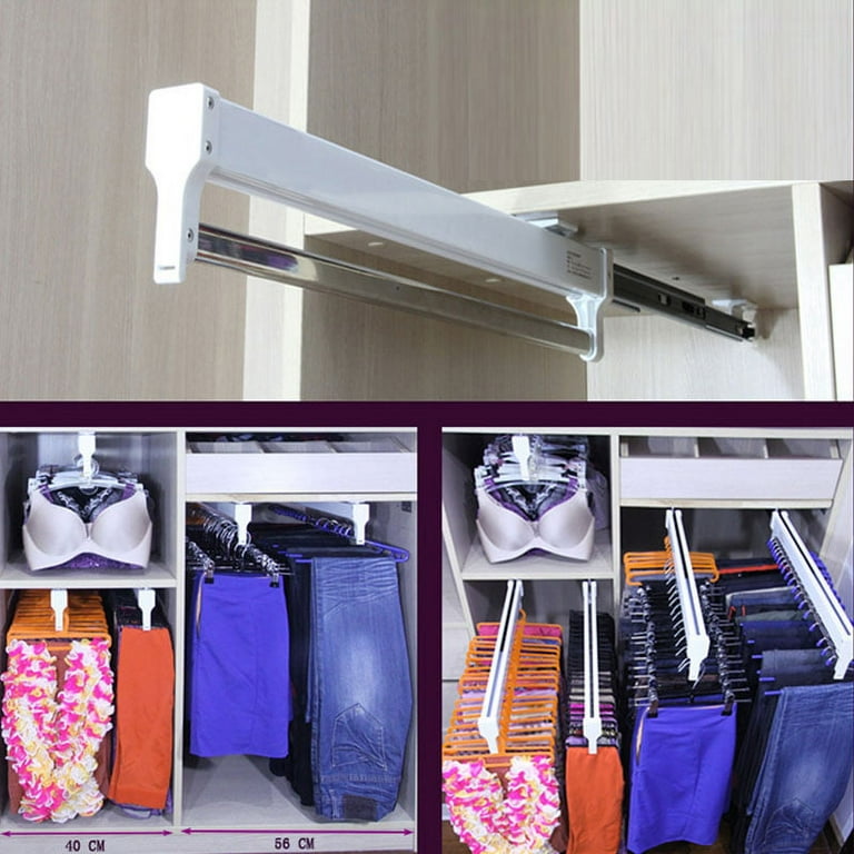 Adjustable Pull-Out Clothes Hanger Rod, Extendable Wardrobe Clothing Rail,  Closet Clothes Hanger Rail