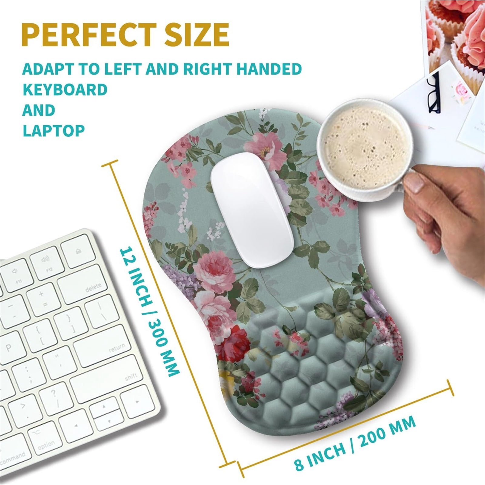 NexTone Ergonomic Mouse Pad Wrist Support, Wrist Rest Mousepad for Carpal Tunnel Pain Relief with Integrated Memory Foam Slope Massage Bulge (11.8x7.9 inch,Pink Fluid
