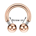thumbnail image 3 of FANSING 16g 6mm Rose Gold Surgical Steel Horseshoe Septum Rings 16 Guage Internally Threaded Circular Barbell with Removable Ball Ends, 3 of 3