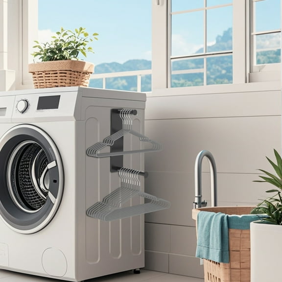 Sutowe Magnetic Hanger Organizer Stacker Extendable Hanger Holder for Washing Machine Closet Laundry Room Organization Black