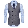 thumbnail image 4 of Lyinloo Men Woolen Double-Breasted Vest Suit Retro Business Waistcoat, 4 of 4