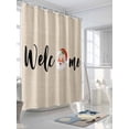 thumbnail image 3 of Beige Christmas Standard Shower Curtain Set, Waterproof Shower Curtains for Bathroom, Santa Xmas Rustic Farmhouse Winter Washable Fabric Cloth Bath Curtain for Bathtub with Hooks 72x72 Inches, 3 of 6