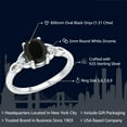 thumbnail image 2 of Gem Stone King 925 Sterling Silver Black Onyx 3 Stone Ring for Women | 1.31 Cttw | Gemstone December Birthstone | Oval 8X6MM | Available in Size 5, 6, 7, 8, 9, 2 of 4