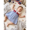 thumbnail image 6 of BemeyourBBs Toddler Baby Girls 4th of July Dress Outfit Patriot Independent Day Clothes Little Girl Summer Gingham Dress Casual USA Letter Embroidery Plaid Flutter Sleeves Dress Sundress, 6 of 9