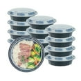thumbnail image 2 of Asporto 24 oz Round Black Plastic To Go Box - with Clear Lid, Microwavable - 7 1/4" x 7 1/4" x 1 1/2" - 100 count box, 2 of 11