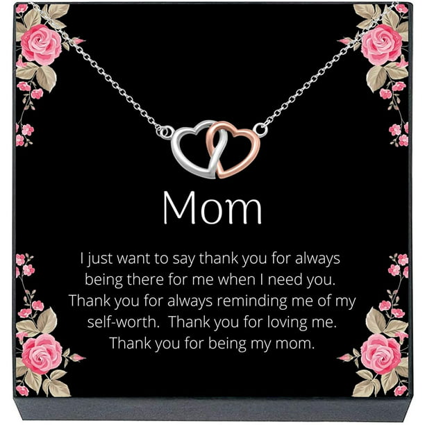 Mothers Day Necklace Jewelry Gifts for Mom- Heart Pendant Necklace on Quote  Card Best Mom Ever Gifts from Son or Daughter