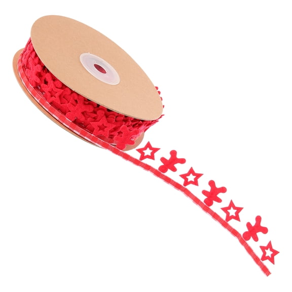 STRANDCHIC Red Gingerbread Christmas Wrapping Ribbon Roll for Holiday Wrapping and Festive Decoration