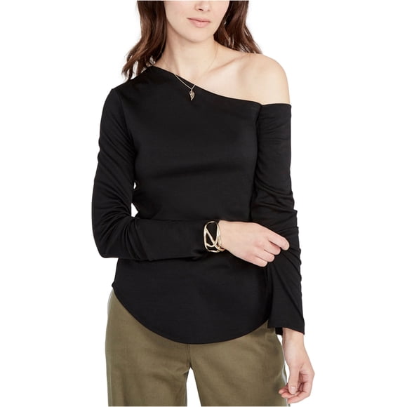 Blusa de punto LS de un hombro Rachel Roy para mujer negro pequeño