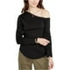 thumbnail image 1 of Blusa de punto LS de un hombro Rachel Roy para mujer negro pequeño, 1 of 2