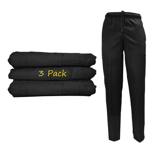 Classic Chef Pants (Medium, 3 Pack Black)