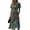 Turquoise, variant on Ladies Floral Casual Fashionable Short Sleeve V-Neck Dress for Spring Summer Women's Daily Casual Wear,Turquoise,L
