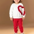 thumbnail image 2 of BLVB Toddler Little Girls Valentines Day Outfits Heart Graphic Sweatshirt Long Pants Set 2PCS Sweatsuit Tops Clothes 2-8T, 2 of 7