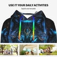 thumbnail image 4 of Lsque Cool Blue Light Wolf Pattern Casual Women's Hoodie,Hooded Sweatshirt with Kangaroo Pocket,Pullover Hoodie with Eye-catching Drawstrings-Small, 4 of 7