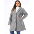 thumbnail image 2 of DARING DIVA Women's Plus Size Elegant Notched Lapel Trench Coat 4X Grey, 2 of 6