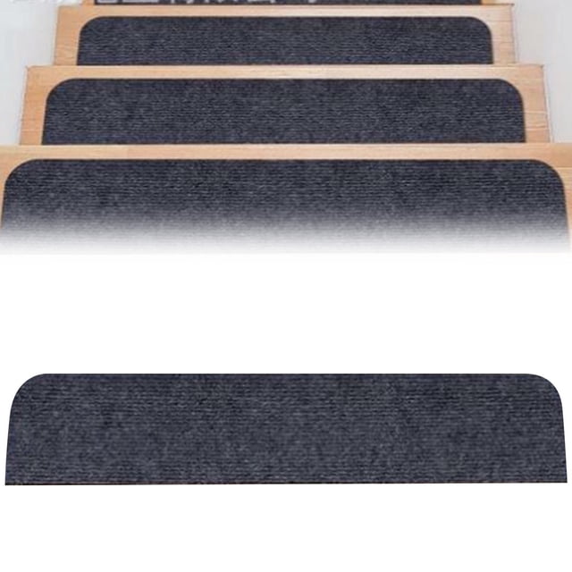 Plertrvy Tapis d'Escalier Gris Foncé, 76*20 cm, Tapis d'Escalier Adhésif Non Découpable Insonorisant et Tapis d'Escalier Adhésif Non Découpable Insonorisant et